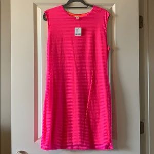 Hot pink dress with orange underlay - stretchy